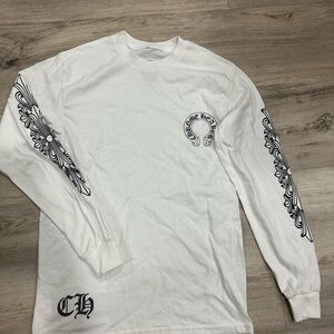 Chrome Hearts White Long Sleeve with Black Graphics